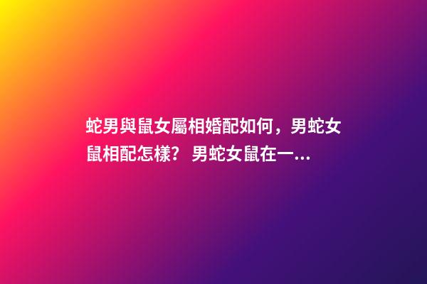 蛇男與鼠女屬相婚配如何，男蛇女鼠相配怎樣？ 男蛇女鼠在一起好不好-第1張-觀點-玄機派